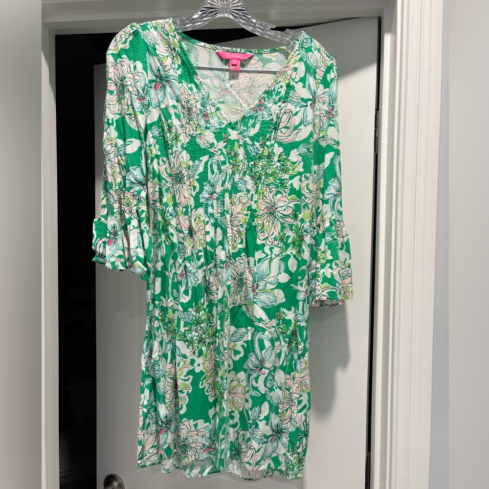 Lilly Pulitzer Floral Green and White Dress